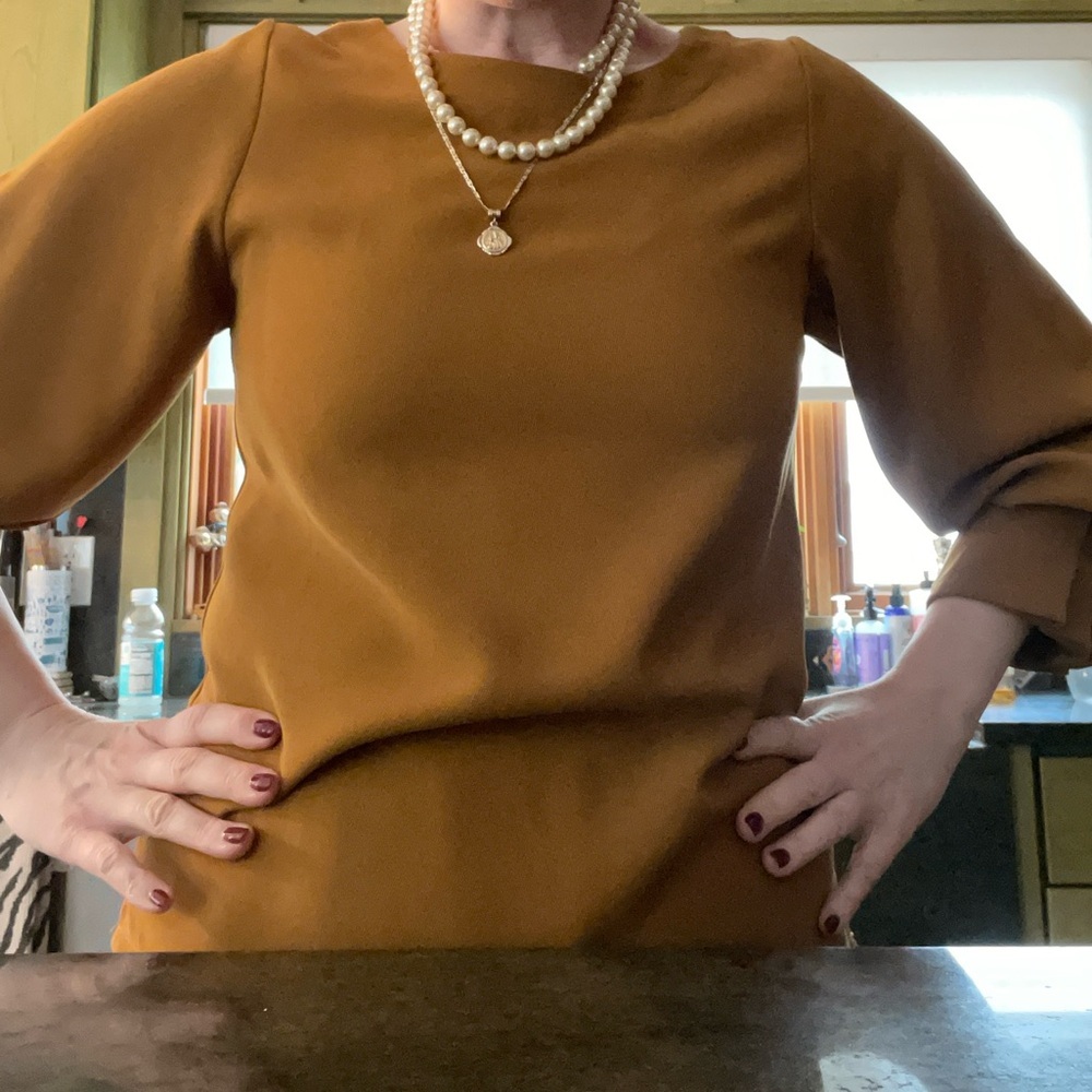 Jade Melody Tam Size Small Gold Bronze Top Blouse - Picture 1 of 7